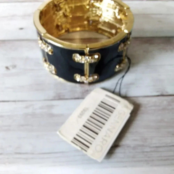 Black & Gold Tone Glam Stretch Bracelet - Picture 4 of 8